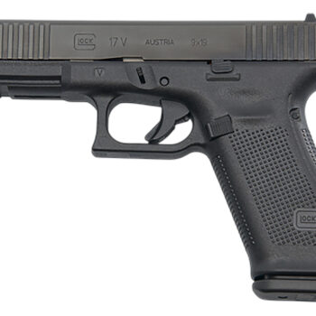 Glock PV1750201 G17 V Standard Frame 9mm Luger 10+1 4.49" Black GMB Barrel, Black nDLC Steel Serrated Slide, Black Polymer Frame w/Accessory Rail, Textured Polymer Grip, Ambidextrous