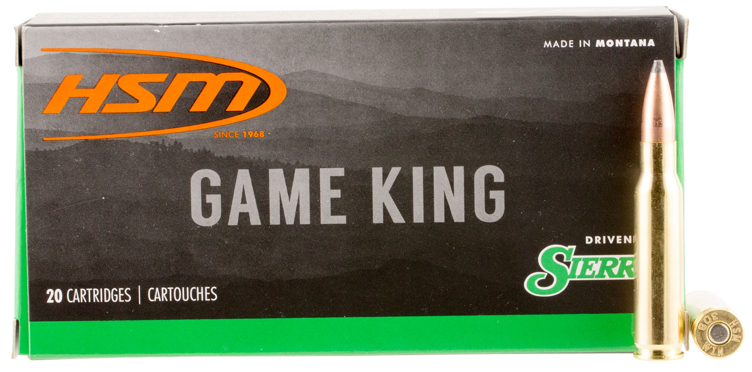 HSM 30841N Game King 308 Win 150 gr Sierra GameKing Spitzer Boat Tail 20 Per Box/ 25 Case 3 HSM 30841N Game King 308 Win 150 gr Sierra GameKing Spitzer Boat Tail 20 Per Box/ 25 Case