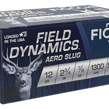 Fiocchi 12LESLUG Field Dynamics Aero 12Gauge 2.75" 7/8oz RifledSlug Shot 10 Per Box/25 Case