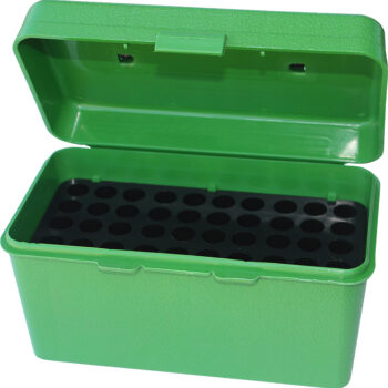 MTM Case-Gard H50RL10 Deluxe Ammo Box Round Handle Multi Caliber Rifle Green Polypropylene 50rd