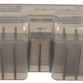 MTM Case-Gard RF22LM41 Ammo Box Flip-Top Multi Caliber Rifle Clear Smoke Polypropylene 22rd