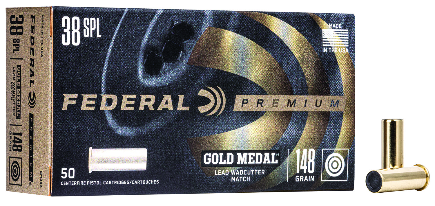 Federal GM38A Premium Gold Medal 38Special 148gr Lead Wadcutter 50 Per Box/20 Case 3 Federal GM38A Premium Gold Medal 38Special 148gr Lead Wadcutter 50 Per Box/20 Case