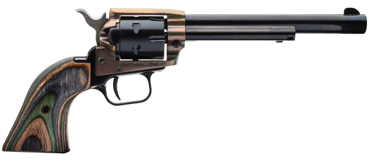 Heritage Mfg RR22MCH6 Rough Rider 22 LR/22 WMR 6 Shot, 6.50" Black Steel Barrel & Cylinder, Simulated Case Hardened Zinc Alloy Frame, Camo Laminate Grip, Hammer/Thumb Safety, Exposed Hammer 3 Heritage Mfg RR22MCH6 Rough Rider 22 LR/22 WMR 6 Shot, 6.50" Black Steel Barrel & Cylinder, Simulated Case Hardened Zinc Alloy Frame, Camo Laminate Grip, Hammer/Thumb Safety, Exposed Hammer