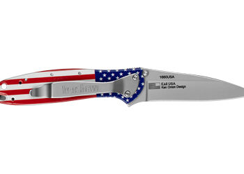 Alternative view of KERSHAW LEEK 3" USA FLAG/SLV