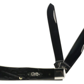 Case 18221 Trapper  3.25"/3.27" Folding Clip Point/Spey Plain Mirror Polished Tru-Sharp SS Blade Rough Black Jigged Synthetic Handle