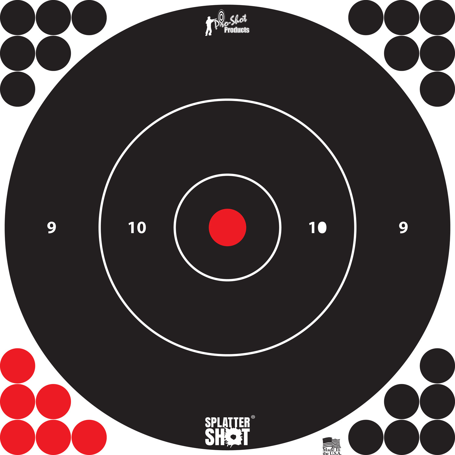 Pro-Shot 12BWHTE5PK SplatterShot Self-Adhesive Paper Black/White 12" Bullseye 5 Pack 3 Pro-Shot 12BWHTE5PK SplatterShot Self-Adhesive Paper Black/White 12" Bullseye 5 Pack