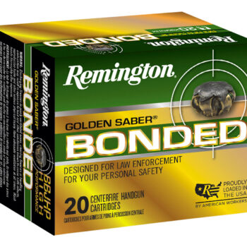 Remington Ammunition 29325 Golden Saber Bonded  45ACP 185gr Bonded Brass Jacketed Hollow Point 20 Per Box/25 Case