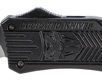 CobraTec Knives MBCTK1MDNS CTK-1  Medium 3" OTF Drop Point Plain D2 Steel Blade/Black Aluminum Handle Features Glass Breaker Includes Side Button