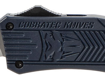 CobraTec Knives MNYCTK1MTNS CTK-1  Medium 3" OTF Tanto Plain D2 Steel Blade/NYPD Blue Aluminum Handle Features Glass Breaker Includes Pocket Clip