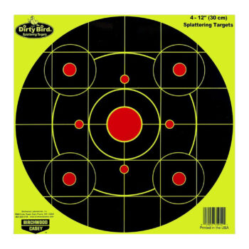 Birchwood Casey 35912 Dirty Bird Sight-In Circle Paper Hanging Pistol/Rifle 12" Black/Red 4 Per Pkg