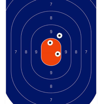Birchwood Casey 35720 Dirty Bird  Silhouette Tagboard Hanging Pistol 12" x 18" Blue/Orange White Impact Splatter 50 Per Pkg