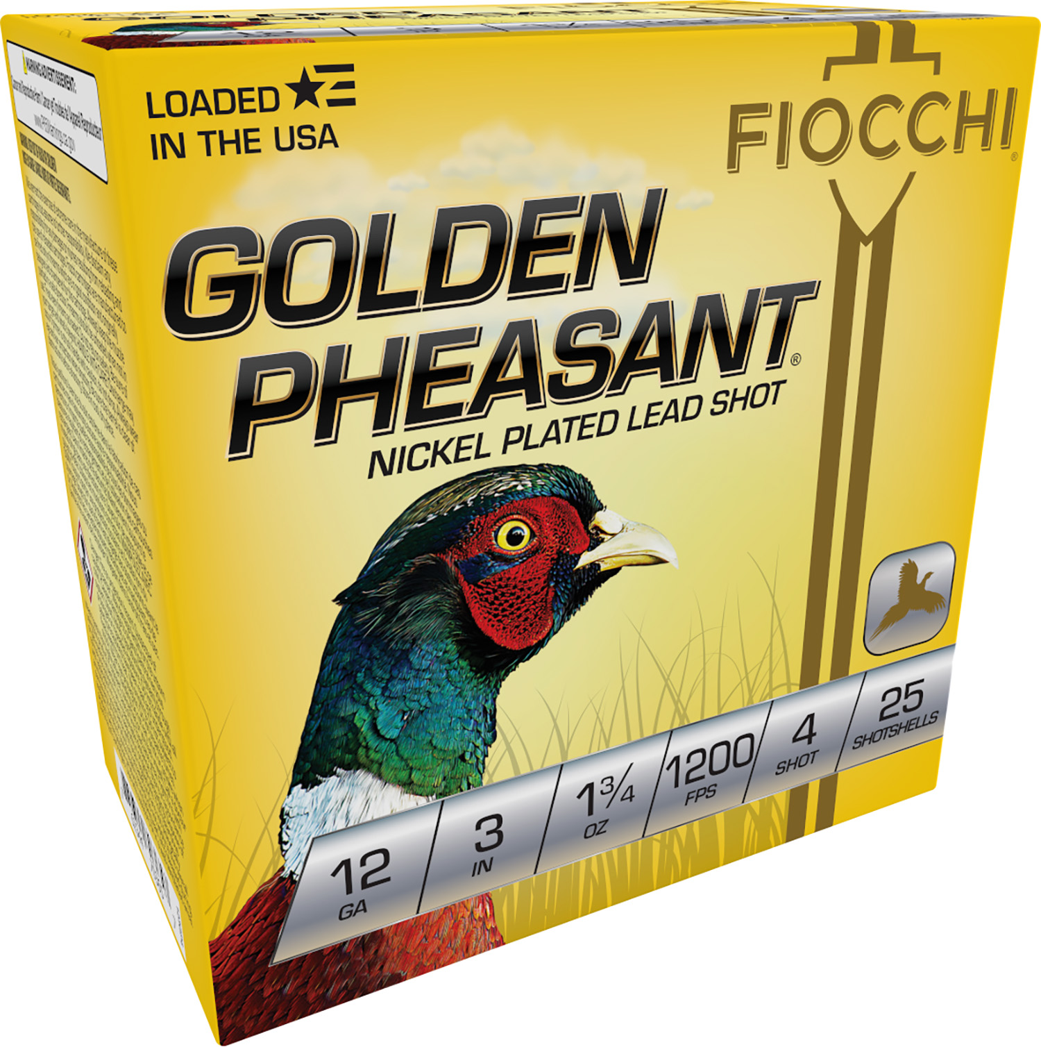 Fiocchi 123GP4 Golden Pheasant Extrema 12Gauge 3" 1 3/4oz 4Shot 25 Per Box/10 Case 3 Fiocchi 123GP4 Golden Pheasant Extrema 12Gauge 3" 1 3/4oz 4Shot 25 Per Box/10 Case