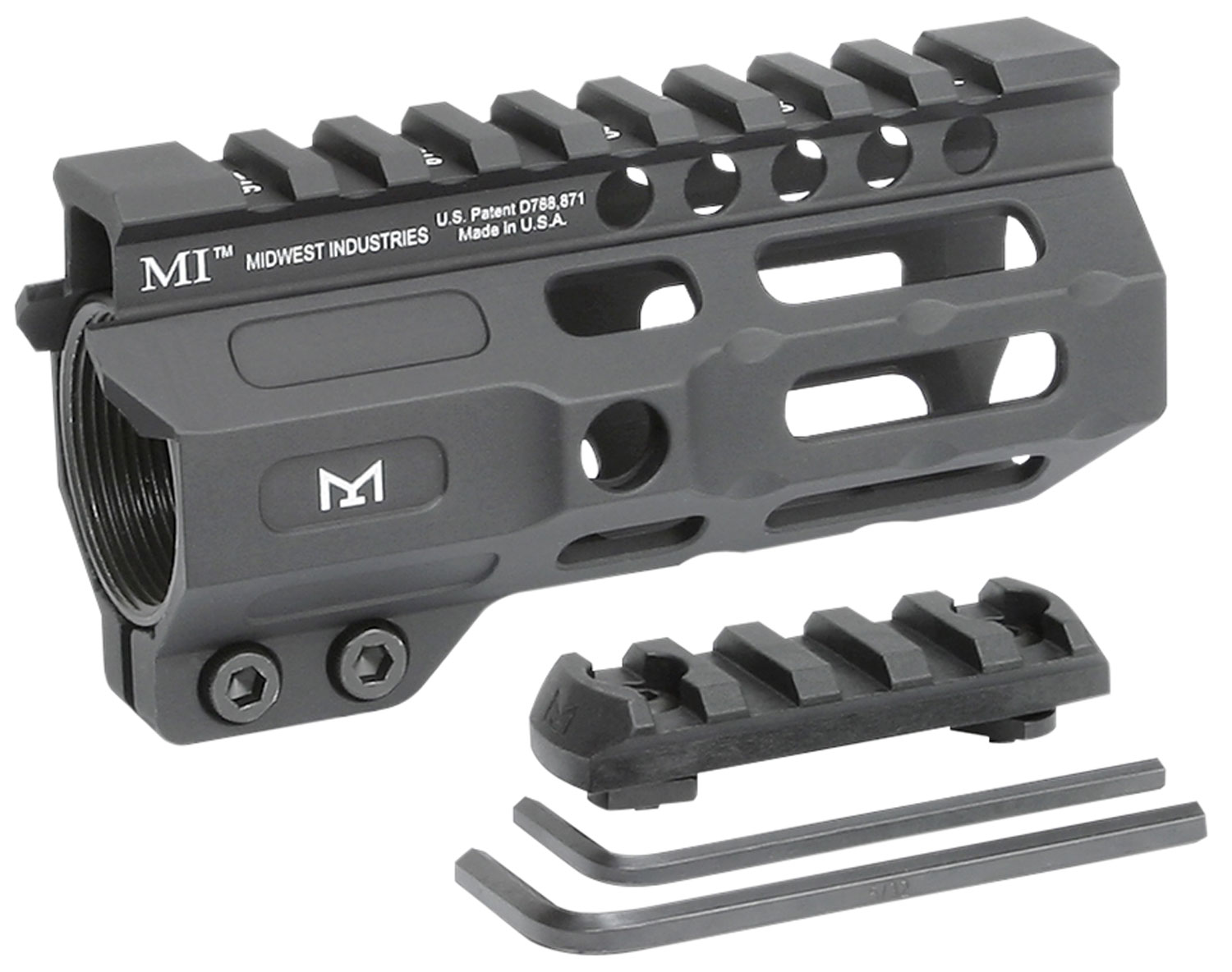 Midwest Industries MICRM45 Combat Black Hardcoat Anodized 6061-T6 Aluminum 4.50" Picatinny/M-LOK 3 Midwest Industries MICRM45 Combat Black Hardcoat Anodized 6061-T6 Aluminum 4.50" Picatinny/M-LOK