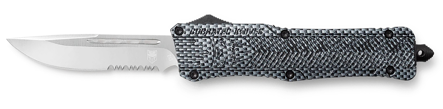 CobraTec Knives LCFCTK1LDS CTK-1 Large 3.75" OTF Drop Point Part Serrated D2 Steel Blade/ Carbon Fiber Aluminum Handle Features Glass Breaker Includes Pocket Clip 3 CobraTec Knives LCFCTK1LDS CTK-1 Large 3.75" OTF Drop Point Part Serrated D2 Steel Blade/ Carbon Fiber Aluminum Handle Features Glass Breaker Includes Pocket Clip