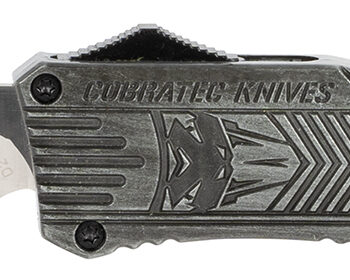 CobraTec Knives LSWCTK1LDNS CTK-1  Large 3.75" OTF Drop Point Plain D2 Steel Blade/ Stonewashed Aluminum Handle Features Glass Breaker Includes Pocket Clip