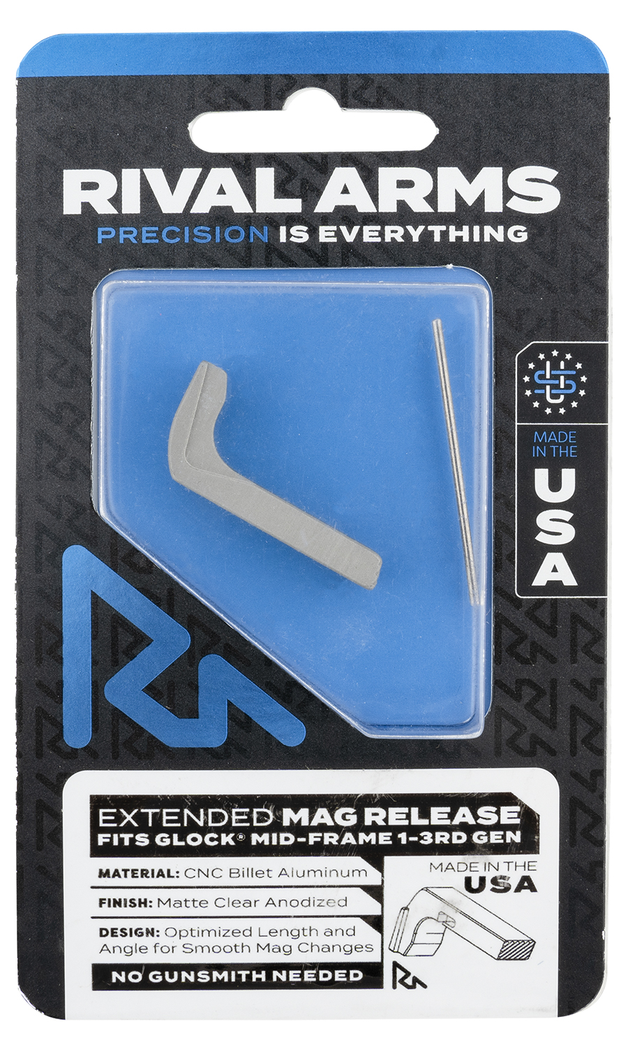 Rival Arms RA72G001D Magazine Release Compatible w/Glock Gen3 (Except 21SF) Extended, Silver Aluminum 3 Rival Arms RA72G001D Magazine Release Compatible w/Glock Gen3 (Except 21SF) Extended, Silver Aluminum