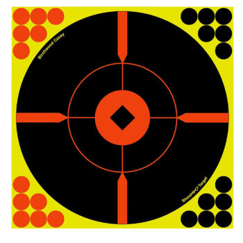 Birchwood Casey 34016 Shoot-N-C Reactive Target Self-Adhesive Paper Black/Yellow/Red 12" Bullseye 100 Pack