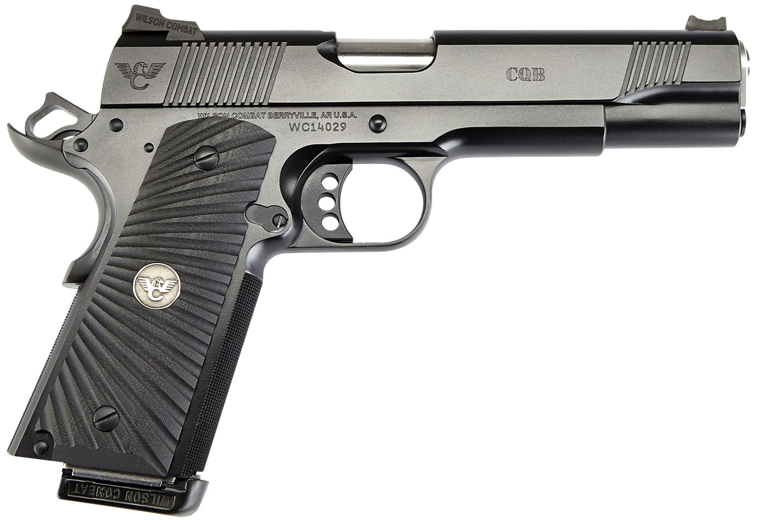 Wilson Combat CQBFS9 1911 CQB Full Size Frame 9mm Luger 10+1 5" Match Grade Barrel, Black Serrated Carbon Steel Slide, Black Armor-Tuff Carbon Steel Frame w/Beavertail, Black G10 Starburst Grip 3 Wilson Combat CQBFS9 1911 CQB Full Size Frame 9mm Luger 10+1 5" Match Grade Barrel, Black Serrated Carbon Steel Slide, Black Armor-Tuff Carbon Steel Frame w/Beavertail, Black G10 Starburst Grip