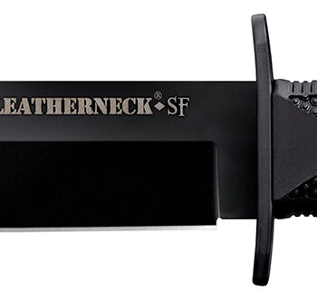 Cold Steel CS39LSFC Leatherneck Semper-Fi 6.75" Fixed Clip Point Plain Black Matte Powder Coat D2 Steel Blade/5" Black Deep Checkered w/Double Quillon Guard Griv-Ex Handle Includes Belt Loop/Sheath