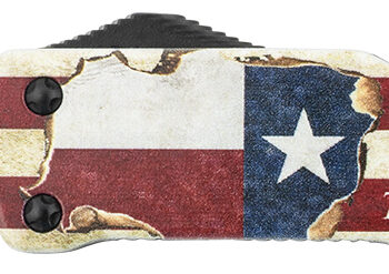 Templar Knife MZTX321 Premium Weighted Texan Slim 3.16" OTF Drop Point Plain Black Oxide Stonewashed D2 Steel Blade, 4.93" Red/White/Blue w/"The LONE STAR State" Aluminum Zinc Alloy Handle