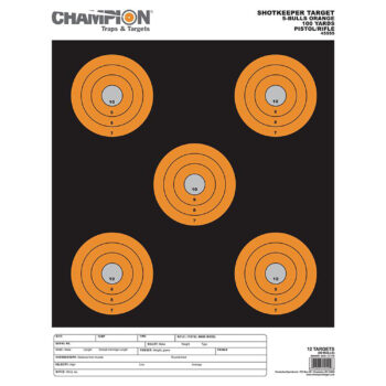 Champion Targets 45555 Shotkeeper  5" Bullseye Paper 100 yds Pistol/Rifle Large Black/Orange 12 PK