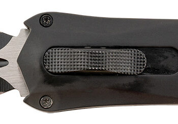 Steel River Knives A163BD Spartan  3.50" OTF Dagger Plain Black/Silver 440C SS Blade/ Black w/Carbon Fiber Inlay Aluminum Zinc Alloy Handle