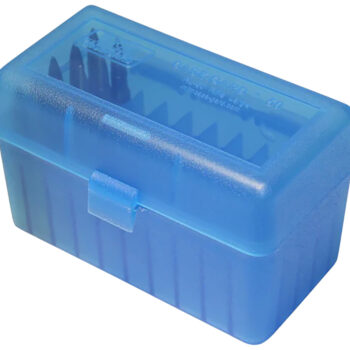 MTM Case-Gard RSS5024 Ammo Box Flip-Top 6mm PPC/7mm Clear Blue Polypropylene 50rd