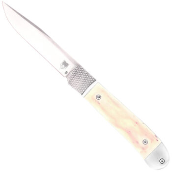 CobraTec Knives CTTHRWT Trapper Hidden Release 3.12" OTF Drop Point Plain Satin D2 Steel Blade, 4.25" White Bone Scales Handle