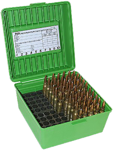 MTM Case-Gard R100MAG10 Deluxe Ammo Box Round Handle Multi Caliber Rifle Green Polypropylene 100rd 3 MTM Case-Gard R100MAG10 Deluxe Ammo Box Round Handle Multi Caliber Rifle Green Polypropylene 100rd