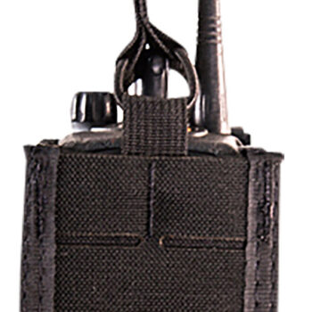 High Speed Gear 41RD00BK TACO Duty Radio Holder, Black Nylon with MOLLE Exterior & Bungee Pull Tongue, Fits MOLLE & 2" Belt