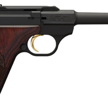 Browning 051519490 Buck Mark Challenge 22 LR 10+1 5.50" Polished Flats Steel Barrel, Matte Black Serrated Slide & Aluminum Frame, Engraved Rosewood Grip