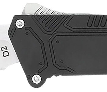 CobraTec Knives BLKSFDNS Special Forces  3.25" OTF Drop Point Plain Satin D2 Steel Blade, 4.75" Black Textured Anodized Aluminum Handle