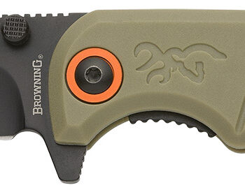 Browning 3220513 Buckmark Slim EDC 3.13" Folding Drop Point Plain Black Oxide D2 Steel Blade, Sage Textured Polymer Handle