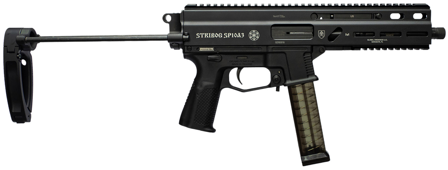 Grand Power 197892004855 SP10A3 Stribog 10mm Auto 20+1 8" Black Threaded Barrel, Black Aluminum Picatinny Rail Receiver, Black Polymer PDW Tailhook Brace, Black Polymer Grip, Thread Protector 3 Grand Power 197892004855 SP10A3 Stribog 10mm Auto 20+1 8" Black Threaded Barrel, Black Aluminum Picatinny Rail Receiver, Black Polymer PDW Tailhook Brace, Black Polymer Grip, Thread Protector