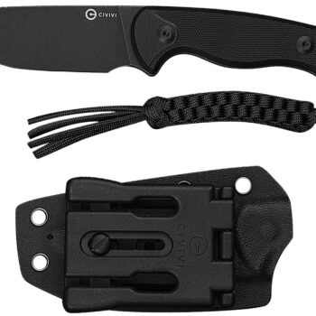 Civivi Knives C23094-1 Timberbark  3.20" Fixed Drop Point Plain Black Stonewashed 14C28N Steel Blade, 3.69" Black Textured G10 Handle