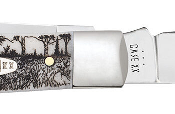 Case 81223 Sportsman Trapper 3.24" Clip/3.27"Spey Folding Plain Mirror Polished Tru-Sharp SS Blade, Bear Wildlife Engraving Natural Bone Handle