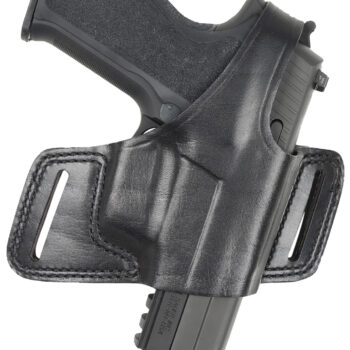 Bianchi 15718 Black Widow  OWB Size 14 Black Leather Belt Slide Fits Glock 17 Fits Glock 19 Fits Glock 22 Right Hand