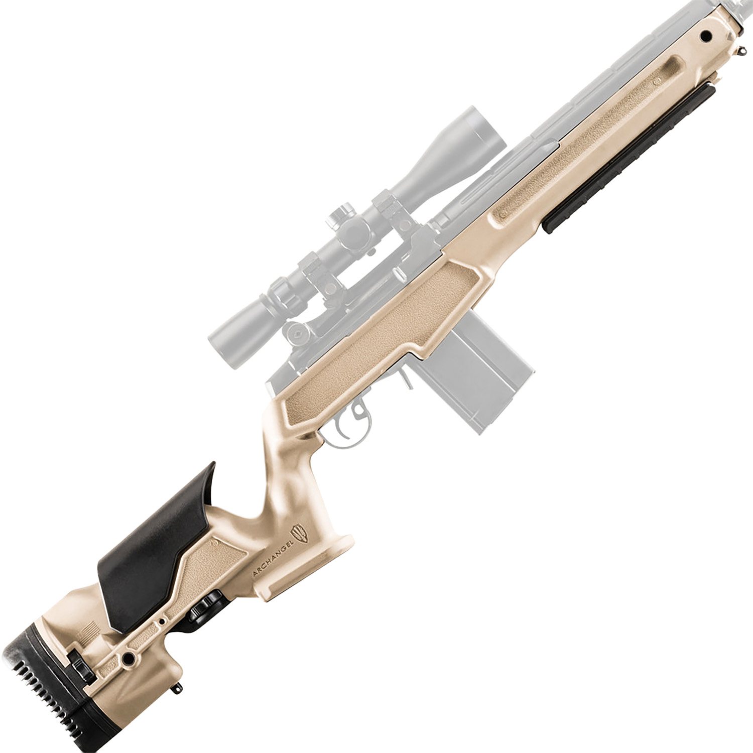 Archangel AAM1ADT Precision Stock Desert Tan Synthetic Fixed with Adjustable Cheek Riser for Springfield M1A, M14 3 Archangel AAM1ADT Precision Stock Desert Tan Synthetic Fixed with Adjustable Cheek Riser for Springfield M1A, M14