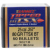 Barnes Bullets 30218 Tipped TSX 25Cal 80gr Boat Tail 50/Box 2 58150