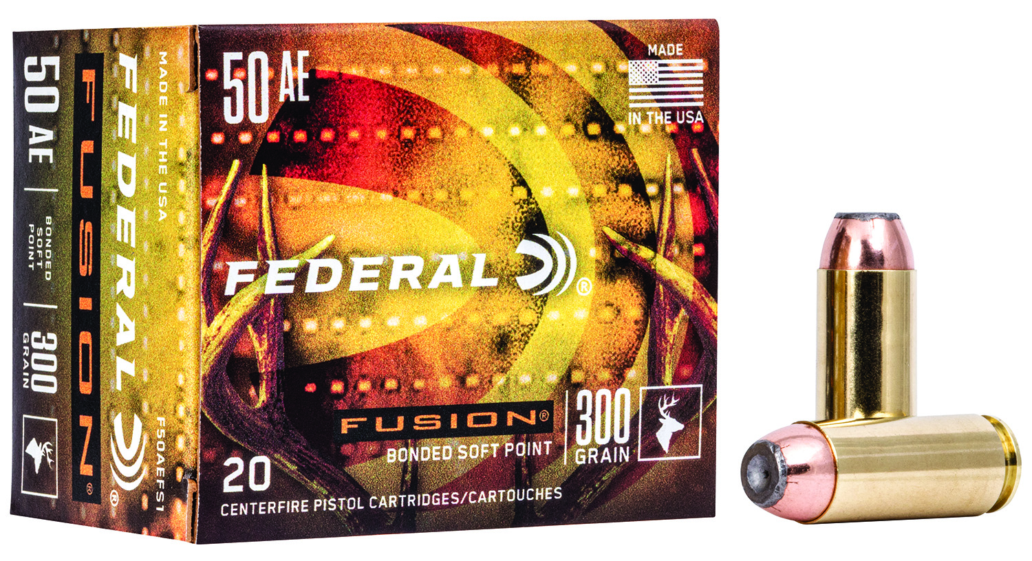 Federal F50AEFS1 Fusion Handgun 50AE 300gr Fusion Soft Point 20 Per Box/10 Case 3 Federal F50AEFS1 Fusion Handgun 50AE 300gr Fusion Soft Point 20 Per Box/10 Case