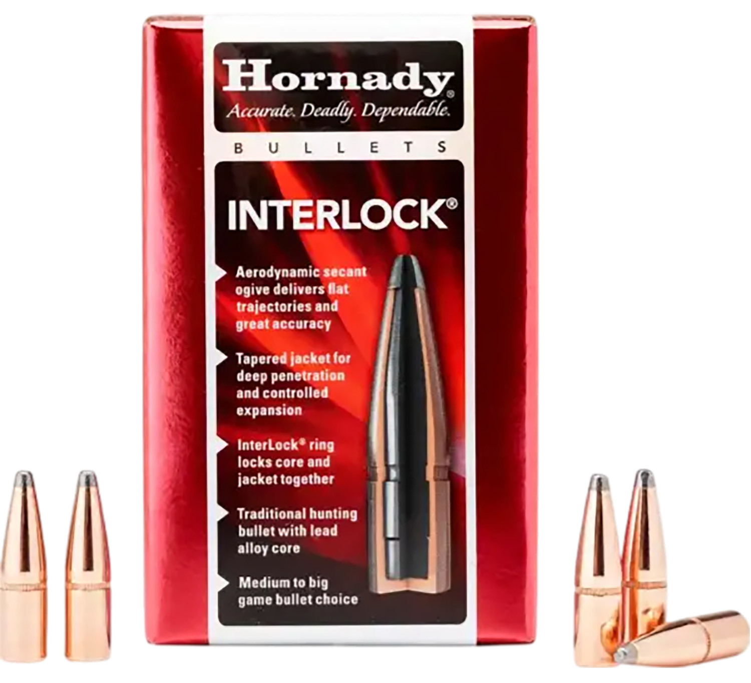 Hornady 3060 InterLock 30 Cal .308 170 gr Flat Point 100 Per Box/ 15 Case 3 Hornady 3060 InterLock 30 Cal .308 170 gr Flat Point 100 Per Box/ 15 Case