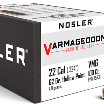 Nosler 35631 Varmageddon  22Cal 62gr Flat Base Hollow Point 100/Box