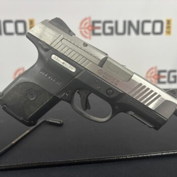 egunco 14 RUGER SR9C 9mm Compact Semi Auto Pistol Stainless Steel Slide Black Frame USED