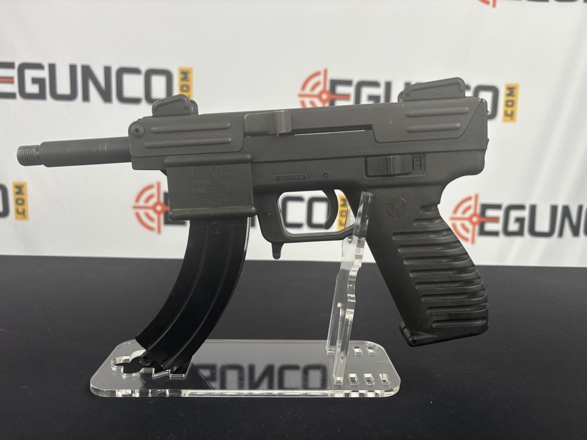 INTRATEC TEC-22 22LR THREADED SEMI-AUTO PISTOL & BANANA MAG USED 4 INTRATEC TEC-22 22LR THREADED SEMI-AUTO PISTOL & BANANA MAG USED - Image 2