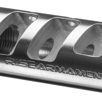 Rise Armament RA701223SLVR RA-701 Compensator Silver 416R Stainless Steel with 1/2"-28 tpi Threads & 2.50" OAL for 5.56x45mm NATO AR-Platform