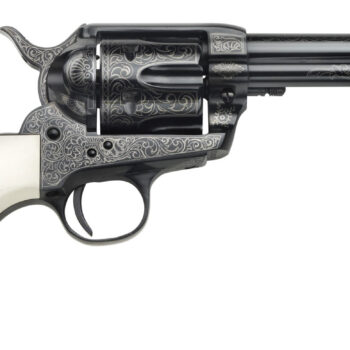 Taylors & Company 200056 1873 Cattleman Outlaw Legacy 45 Colt (LC) Caliber with 4.75" Barrel, 6rd Capacity Cylinder, Overall Blued Engraved Finish Steel & Ivory Synthetic Grip