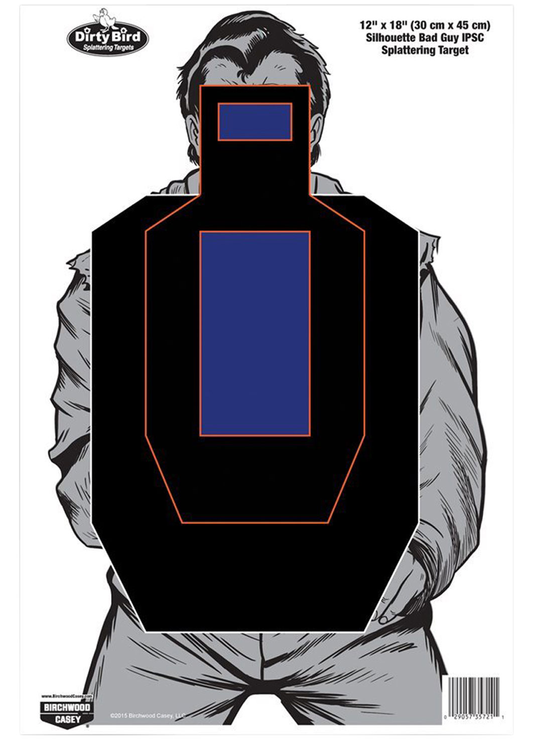 Birchwood Casey 35721 Dirty Bird Bad Guy IPSC Silhouette Tagboard Hanging Pistol 12" x 18" Black/Blue/White 100 Per Pkg 3 Birchwood Casey 35721 Dirty Bird Bad Guy IPSC Silhouette Tagboard Hanging Pistol 12" x 18" Black/Blue/White 100 Per Pkg