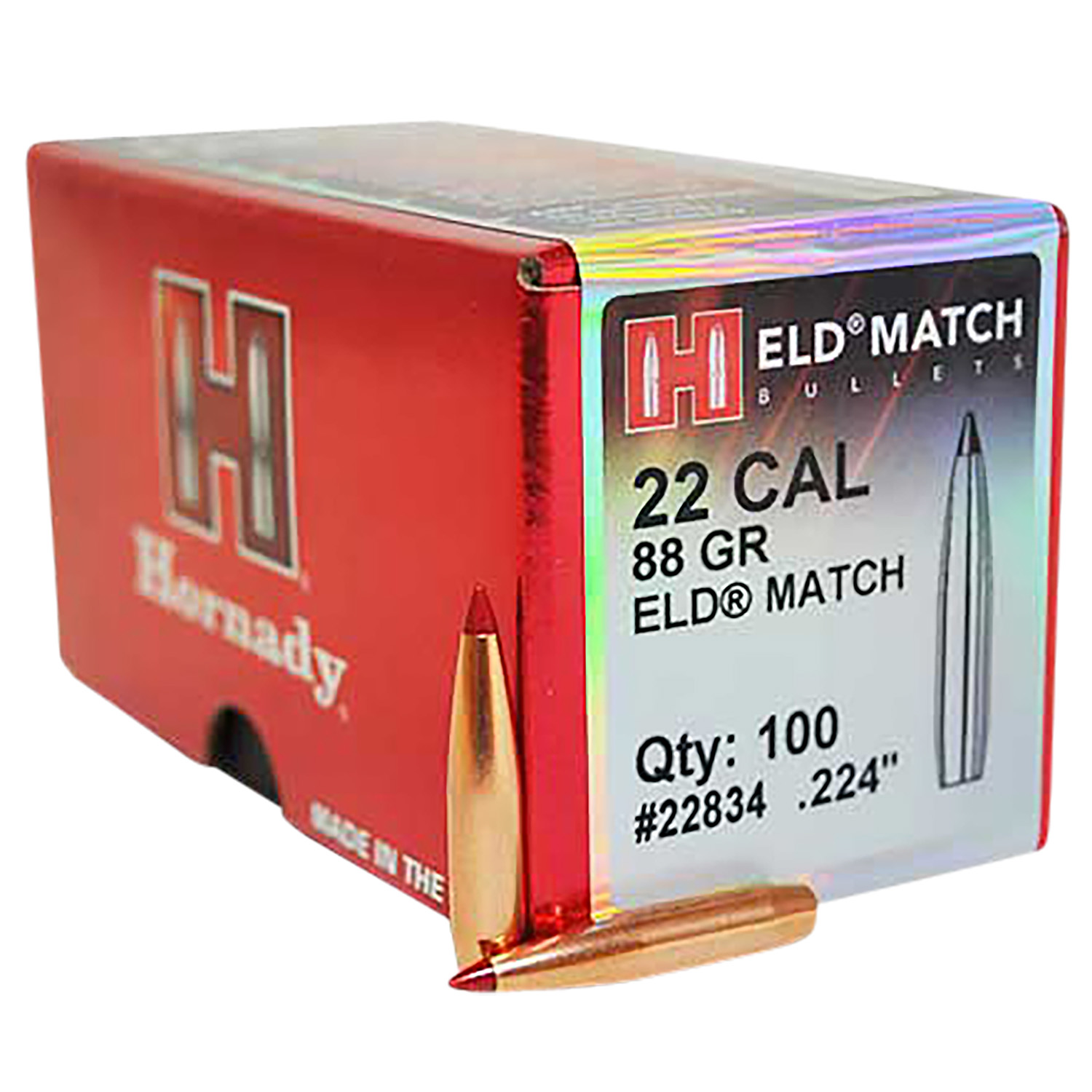Hornady 22834 ELD Match 22 Cal .224 88 gr Extremely Low Drag Match 100 Per Box/ 25 Case 3 Hornady 22834 ELD Match 22 Cal .224 88 gr Extremely Low Drag Match 100 Per Box/ 25 Case