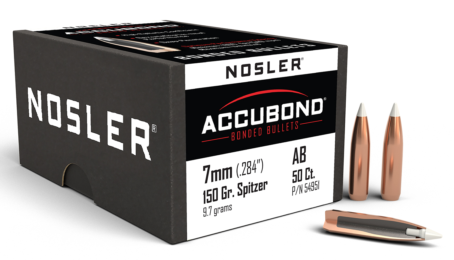 Nosler 54951 AccuBond 7mm 150gr Spitzer Point 50/Box 3 Nosler 54951 AccuBond 7mm 150gr Spitzer Point 50/Box
