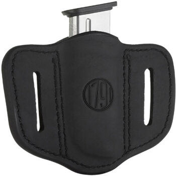 1791 Gunleather MAG11SBLA MAG1.1 Single Mag Holster Stealth Black Leather Belt Slide Compatible w/ Single Stack Ambidextrous